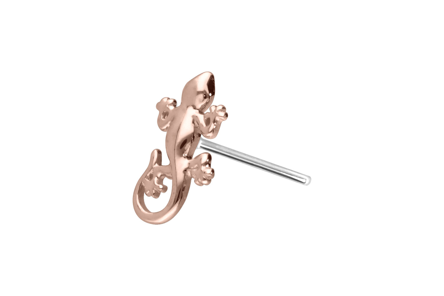 14 Karat Gold Aufsatz mit Titan Push Pin GECKO von Piercingline